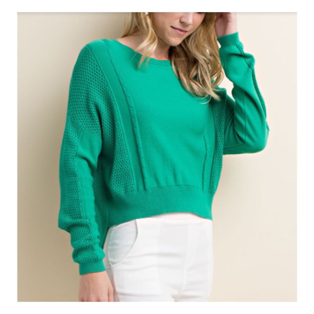 Green hi low sweater